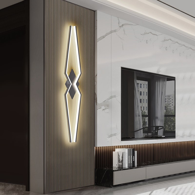 2023新款客厅电视墙背景墙灯现代简约极简长条格栅灯卧室床头壁灯