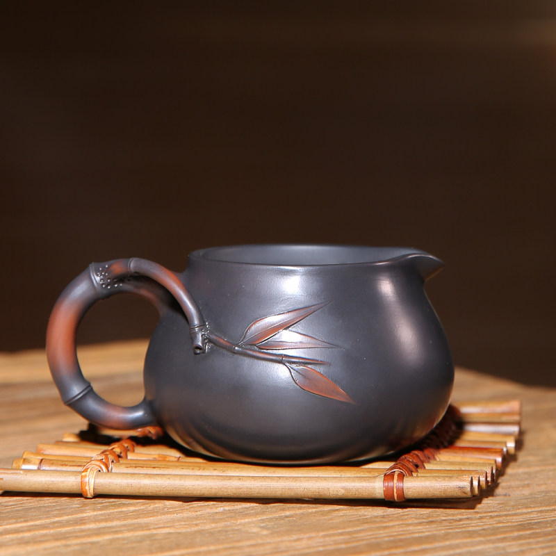 此时此刻公道杯茶海建水紫陶茶具纯手工竹节耐热防烫功夫茶道配件