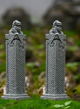 微景观仿青石石狮子摆件客厅桌面茶艺装饰假山盆景鱼缸树脂摆设