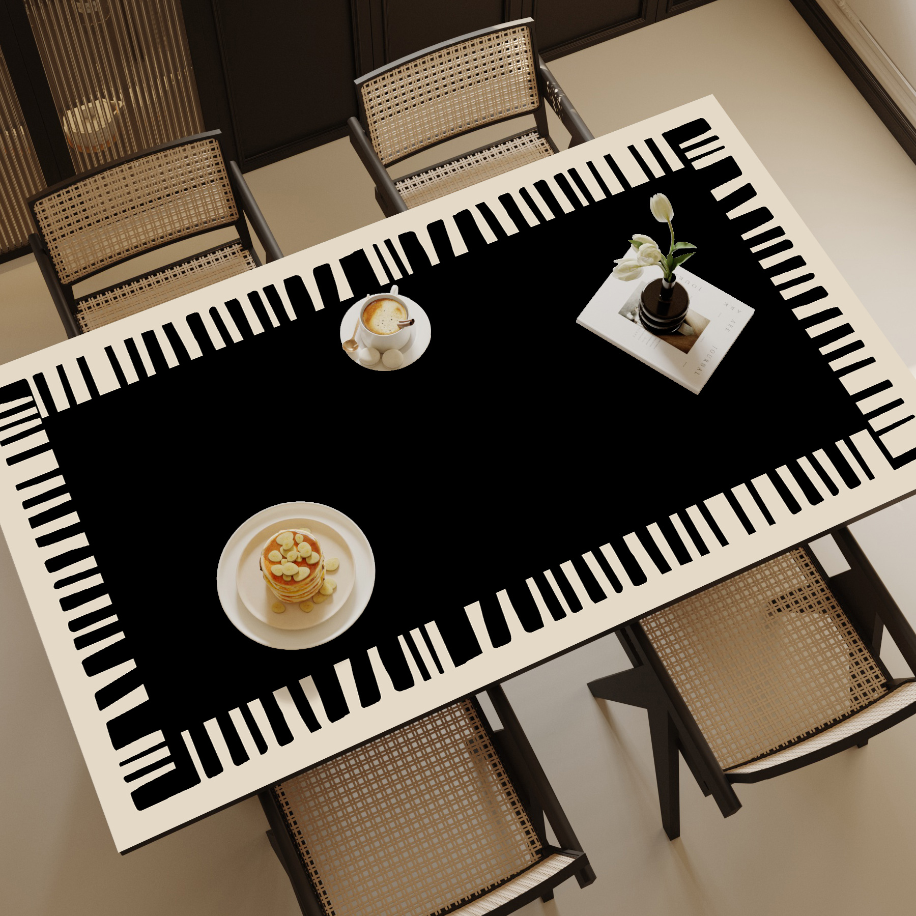 桌垫黑色高级感餐桌桌布防水防油免洗书桌垫茶几电视柜桌面保护垫