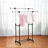 不锈钢伸缩双杆晾衣架室内挂衣架阳台组合落地晾晒衣架定制