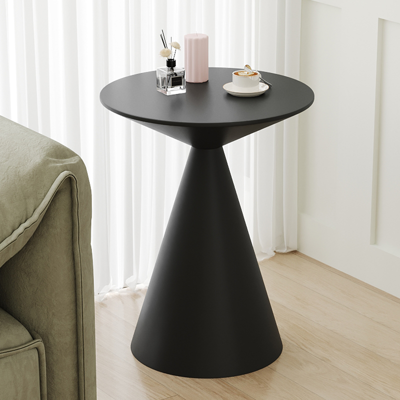 奶油风茶几边几边柜客厅沙发卧室床头阳台小户型家用简约黑色圆桌