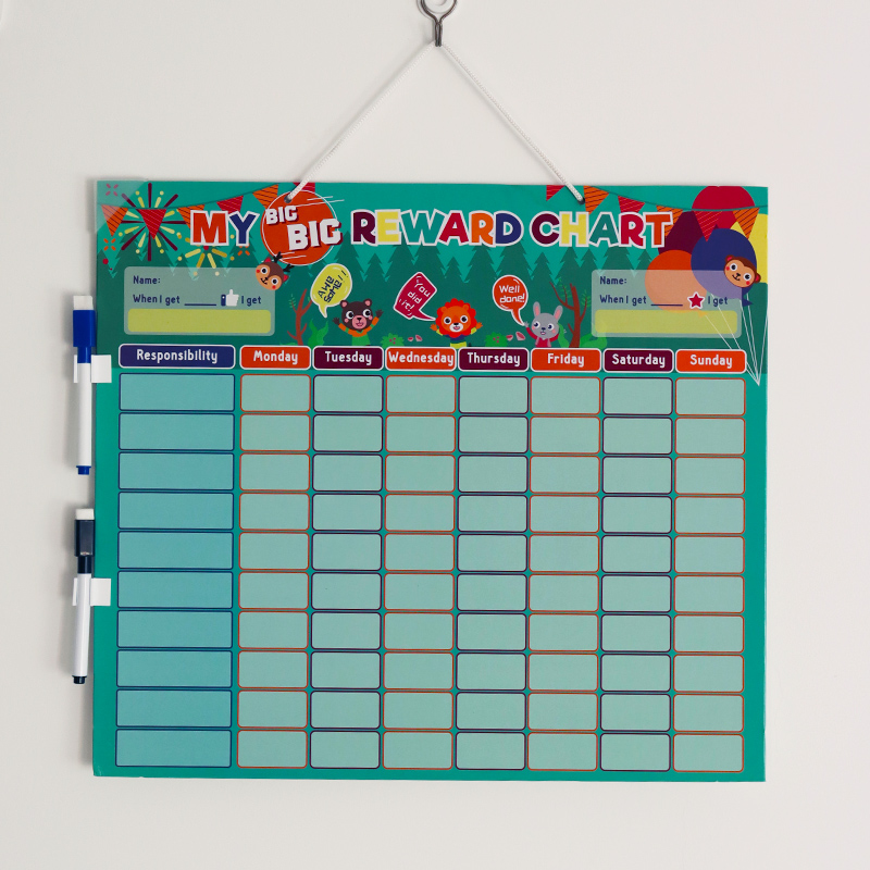 早教幼儿园儿童星星点赞行为奖励磁贴可擦写画板英语自律周计划表