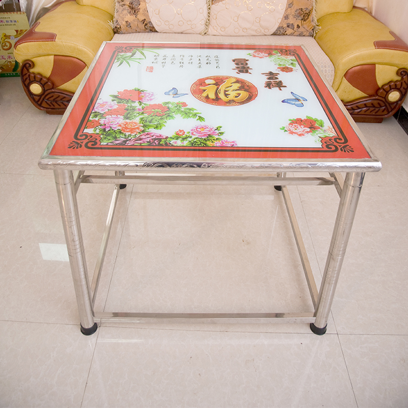 2021新款单杆不锈钢家用烤火桌子正方形折叠组装小户型取暖架桌子