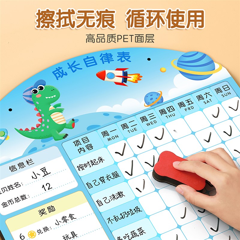 儿童成长自律表奖励记录学习计划表孩子的积分卡贴纸鼓励墙贴榜表