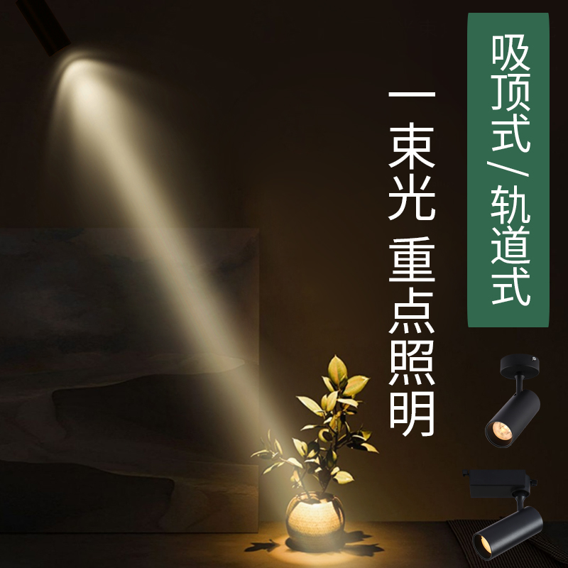 小角度明装轨道射灯5度8度角餐厅会所餐厅吧台装饰一束光聚光灯3W