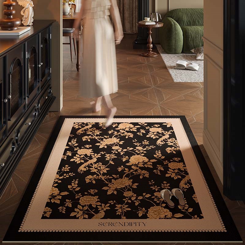 阿尔维娜法式中式中古风入户地垫耐脏防滑高级感玄关地毯皮革垫
