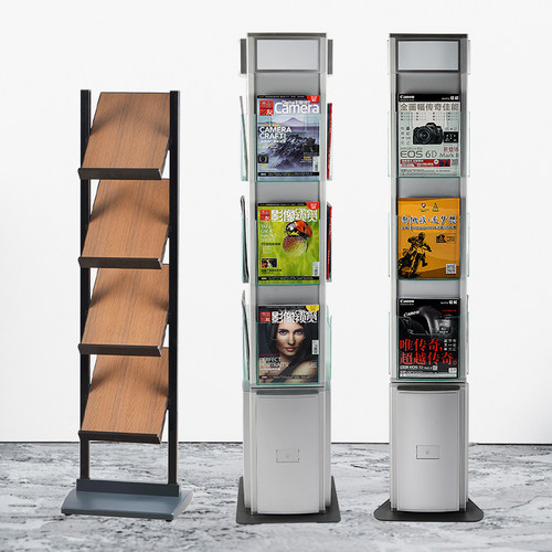 银行三面旋转资料架A4宣传折页展示架落地式广告牌杂志架机场书店