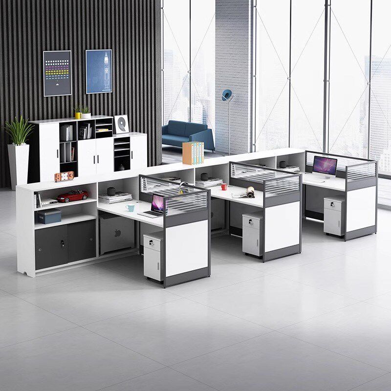 办公桌椅组合简约现代四人24/6人财务工作桌办公室屏风卡位职员桌