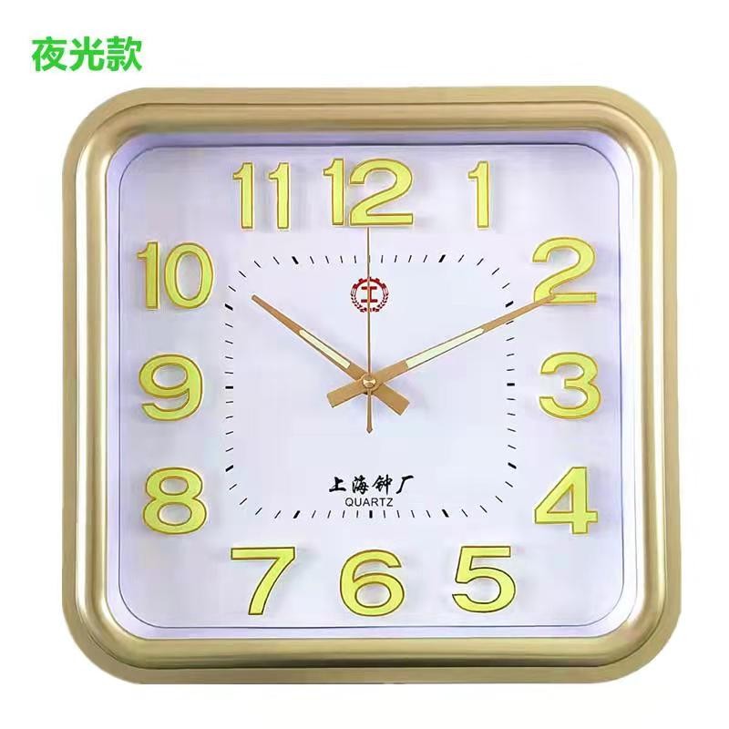 上海钟表方形夜光挂钟卧室客厅静音挂表立体大数字3D时尚石英钟