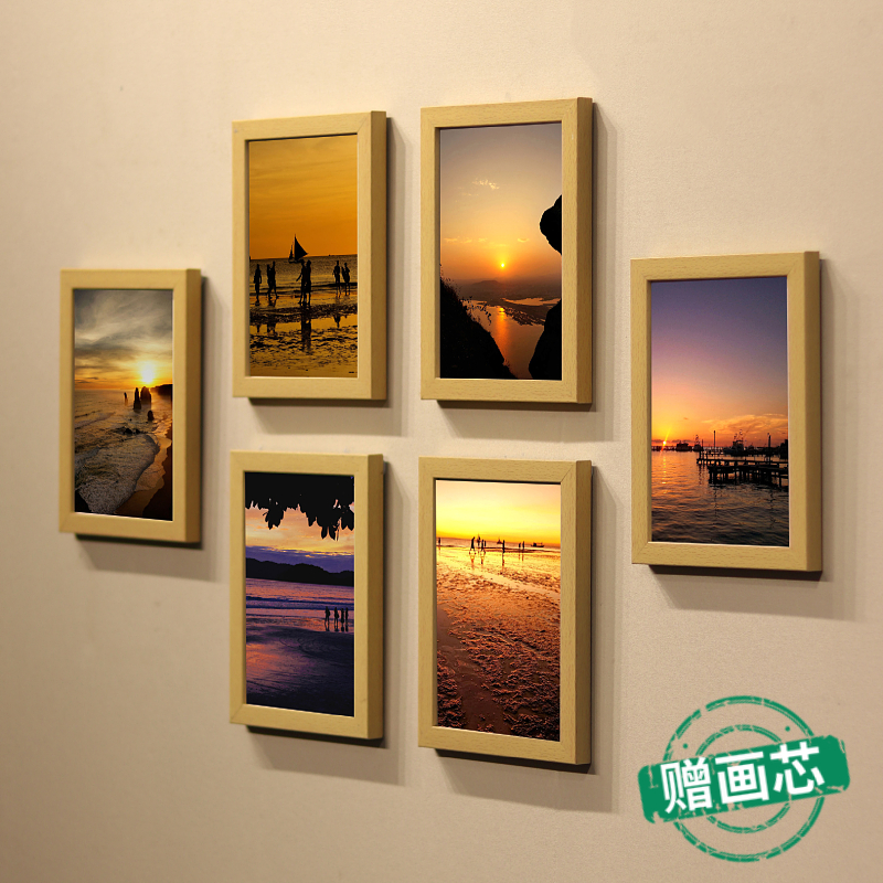 现代客厅照片墙装饰免打孔相框墙7寸卧室创意相片组合挂墙饭厅画