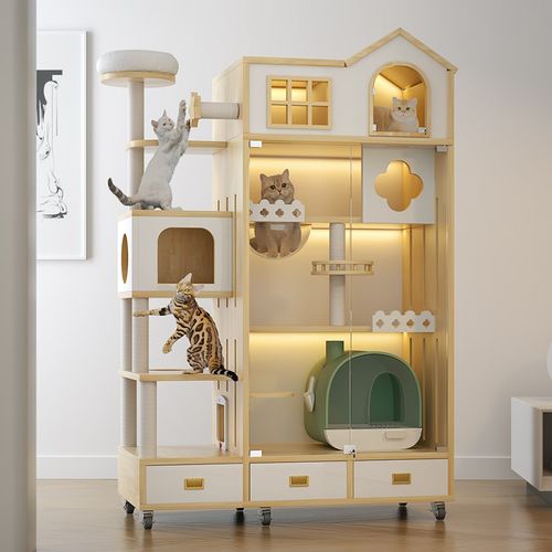 豪华猫笼猫爬架一体猫屋超大自由空间猫屋猫厕一体家用猫房猫别墅