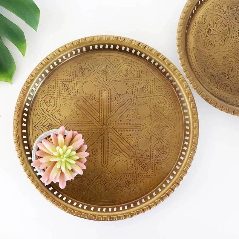 费灵家居进口手工黄铜雕花圆形托盘 茶盘果盘,家居饰品,果盘/果篓,淘宝优惠券,粉丝福利购,淘宝优惠卷