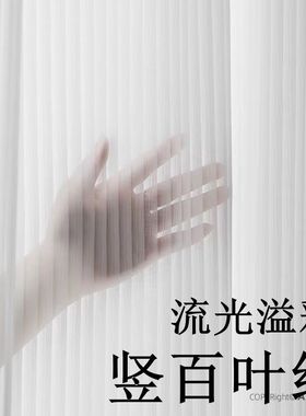 竖百叶纱帘白色窗帘客厅卧室飘窗阳台白纱窗纱透光不透人条纹梦幻