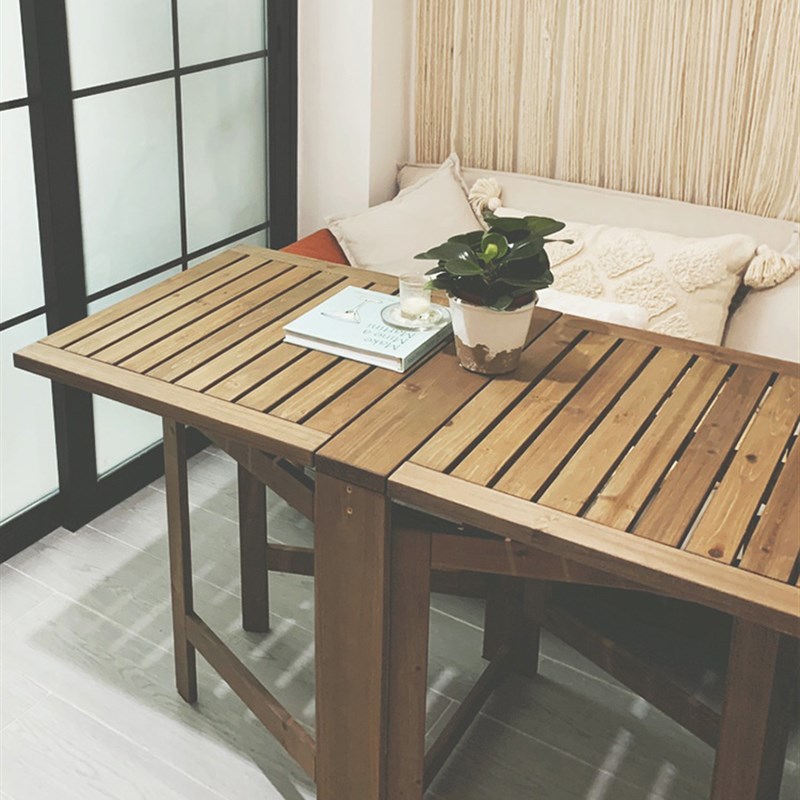 可折叠桌子家用小户型阳台实木餐桌饭桌简易便携学习长方形小桌子