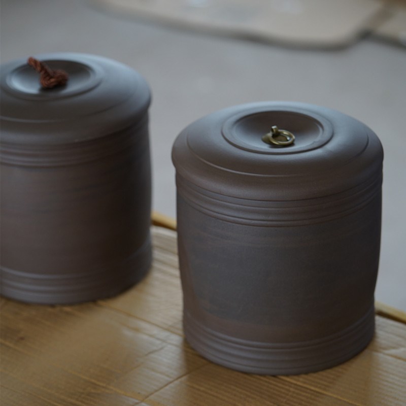 茶叶罐紫砂茶叶罐普洱茶饼罐七饼普洱罐密封罐陶瓷大号茶叶桶家用