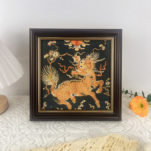 吉祥招财桌面摆件客厅卧室玄关沙发背景墙装饰画油画方形相框挂画