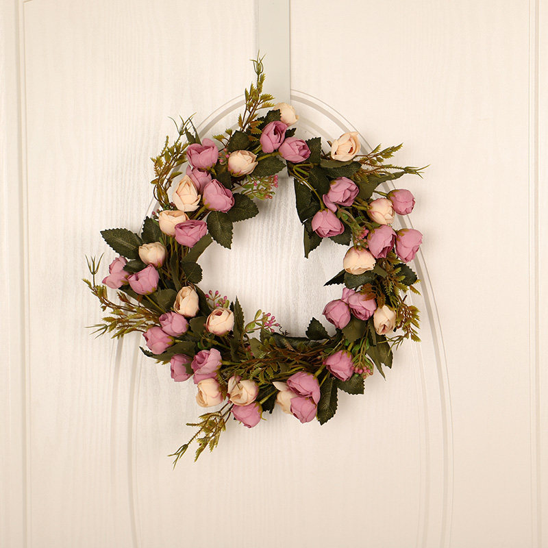 仿真玫瑰花环商场橱窗壁挂婚庆假花装饰品店面场景摆布置挂件门挂