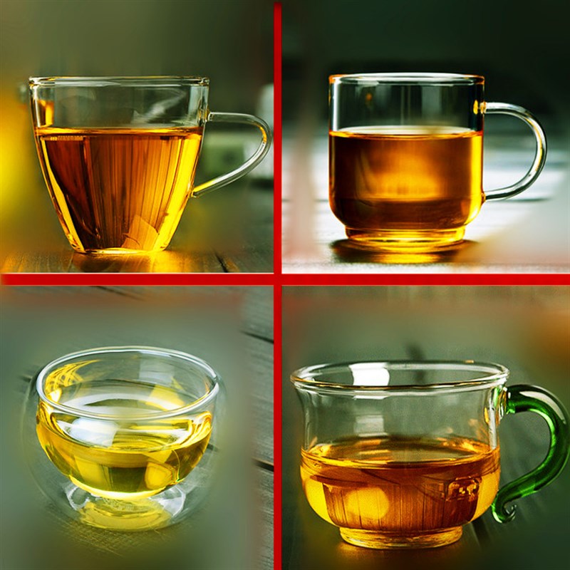 加厚玻璃品茗杯耐热小茶杯带把小咖啡杯套装透明双层小茶杯六只