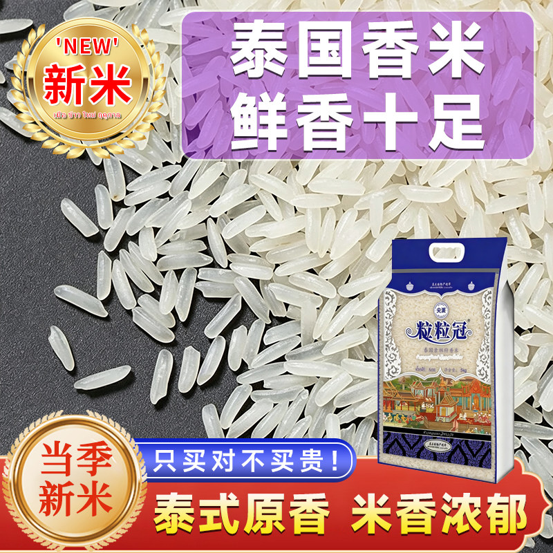 泰国素林府香米原粮进口当季新米原生态大米猫牙长粒香米泰式原香
