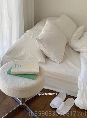 正品白色yyds民宿酒店ins床品套件床纯棉四水全洗棉单被套棉床笠