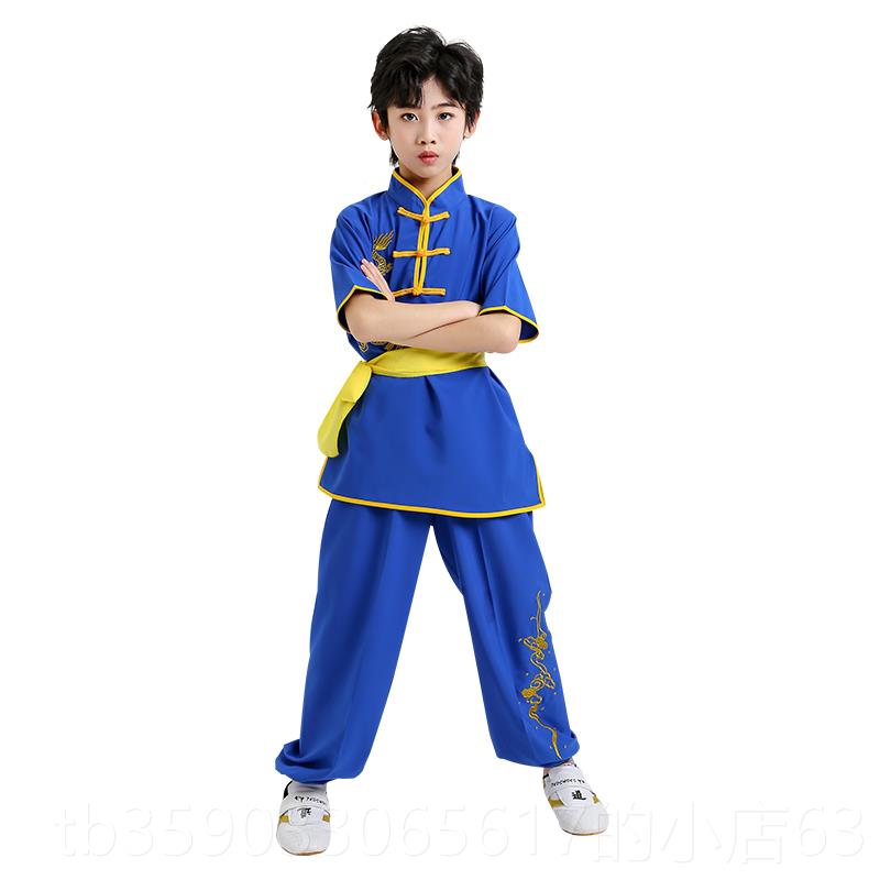 正品儿童馆武术服比赛练功武训练服服儿太极少表演出服中国风短袖