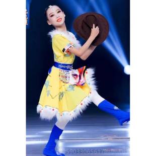 正品新款牧装藏族舞蹈服表演服服学生演出服民族藏舞台服中裙民心