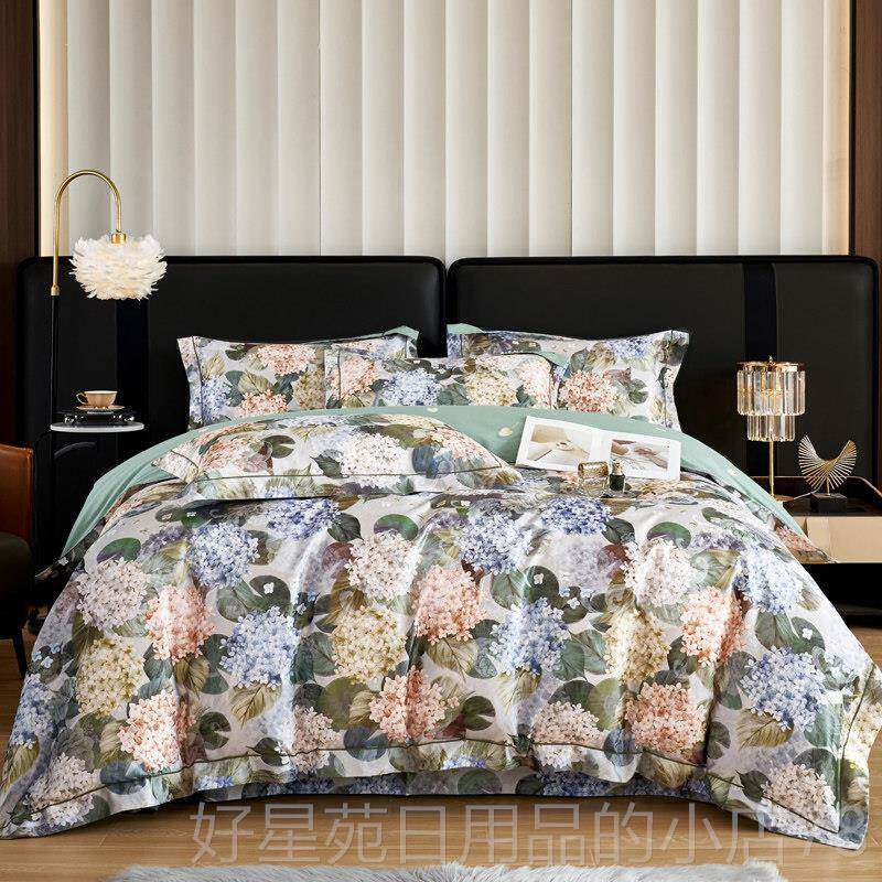 高档高端欧式缎提花婚四件套全棉贡纯床棉单被套大红色婚庆结床上