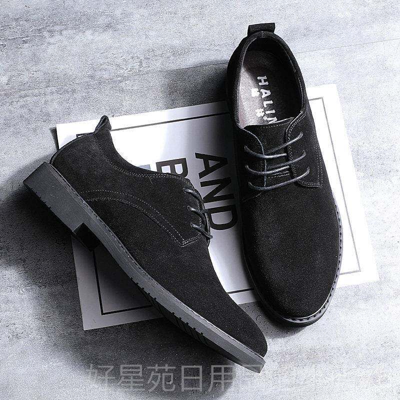 高档夏季202新款真皮伦磨砂皮鞋男休闲 5英加反绒皮男鞋翻毛百搭