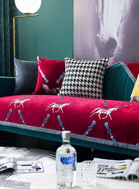 高档红色沙发垫四季通用防滑高档过年婚喜结坐垫子新中式庆套新年