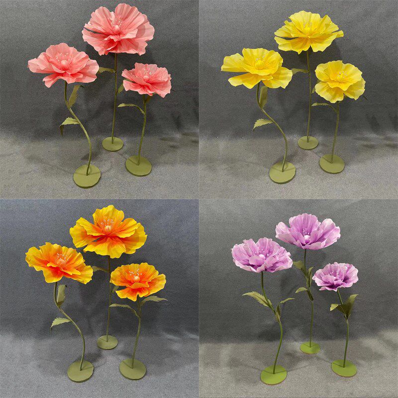 新款婚庆路引真丝花泡沫纸花仿真花大玫瑰花婚礼舞台布置橱窗装饰