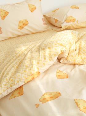 高档奶酪阳 原创ceeseh芝士全奶棉三四件套床单被套光床笠单双人