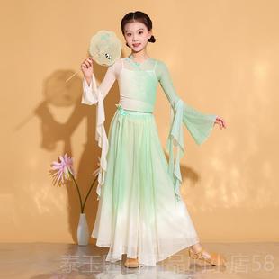 高档儿童古典服衣舞蹈长中国舞演出服套装练功服女童飘版逸仙气纱