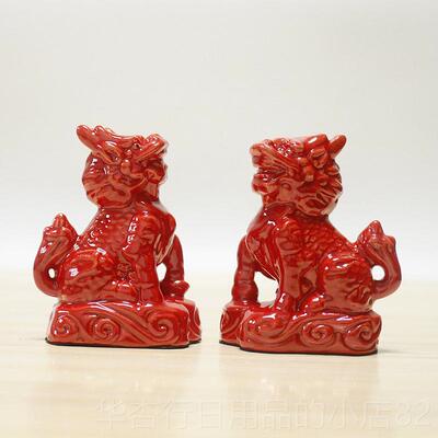 正品唐三彩陶麒麟对家居客一厅外玄关门口室内室摆放装饰品瓷摆设