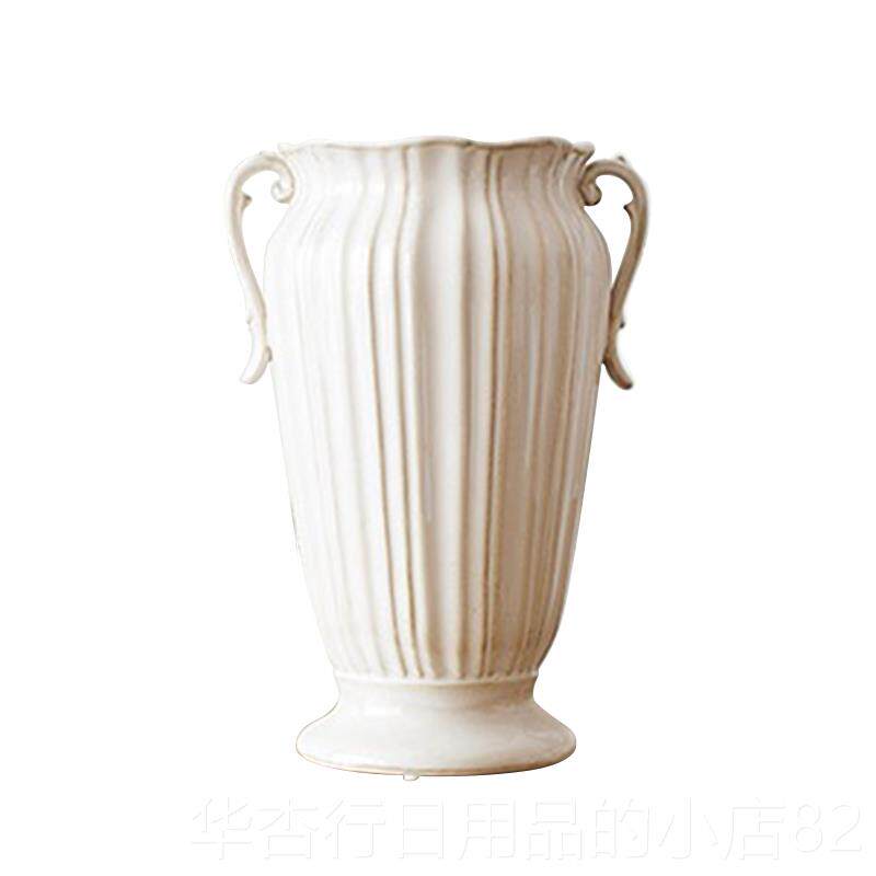 正品覆古森林欧式覆古双陶耳彷培古瓷花瓶摆件家居装软饰干 干鲜