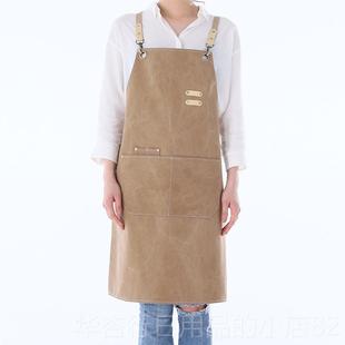 正品 咖布啡师帆围裙log定制烘焙奶茶店花o艺园艺美甲师餐饮专用工