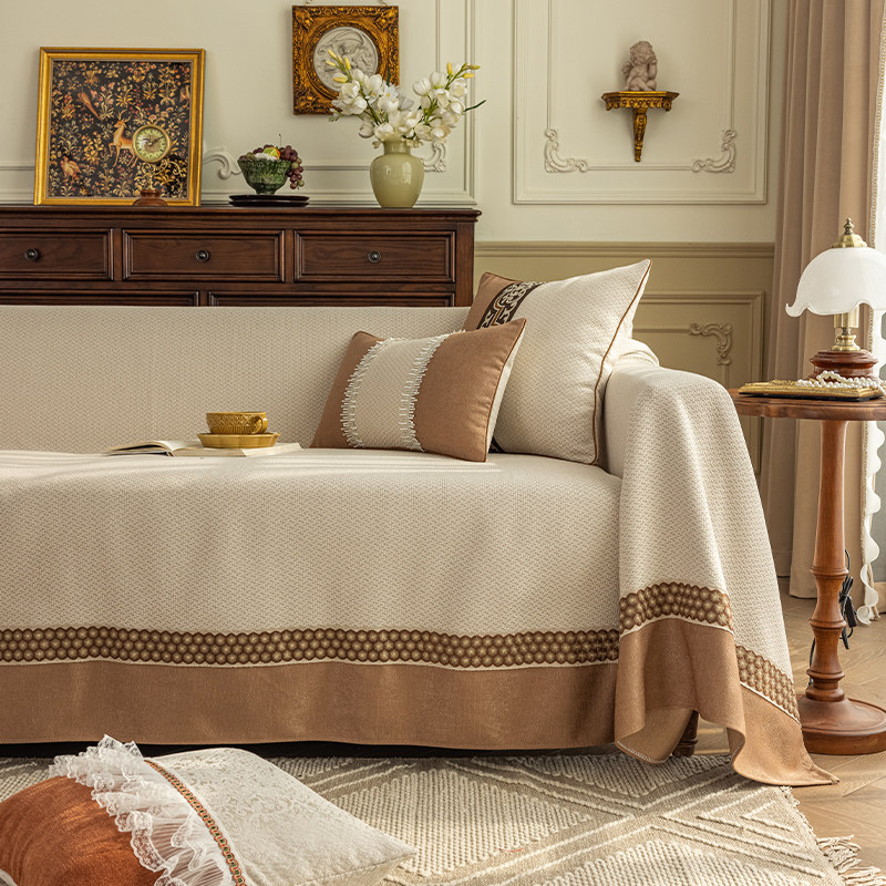 中古风沙发垫客厅沙发盖布盖巾一体式全包沙发巾抱枕靠枕四季通用,居家布艺,沙发垫,淘宝优惠券,粉丝福利购,淘宝优惠卷