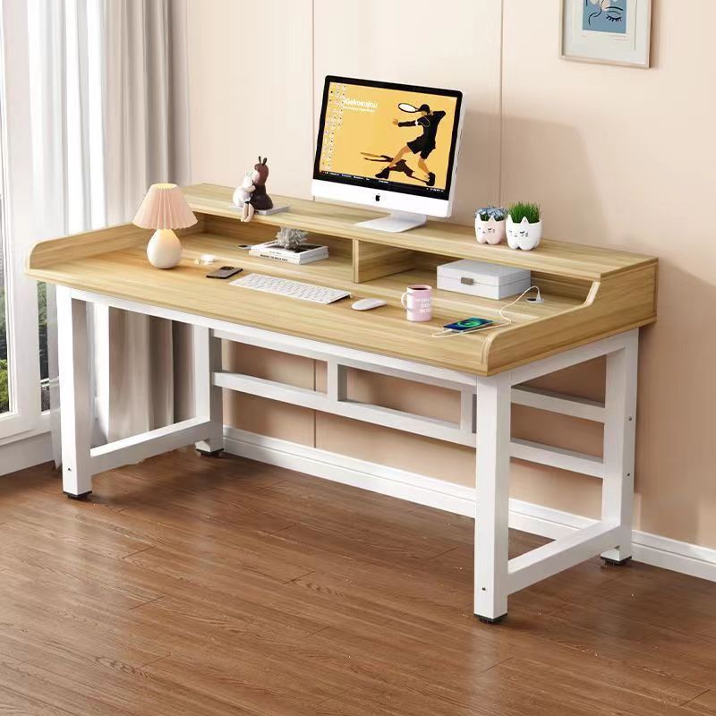 电脑桌实木书桌长条桌窄桌子家用卧室挡板长桌子简约学习桌办公桌