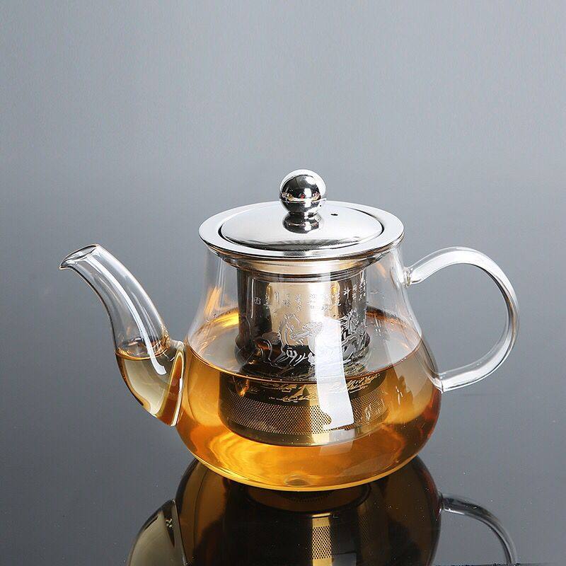 耐热玻璃400毫升透明茶壶不锈钢胆功夫茶叶冲茶器家用玻璃泡茶杯