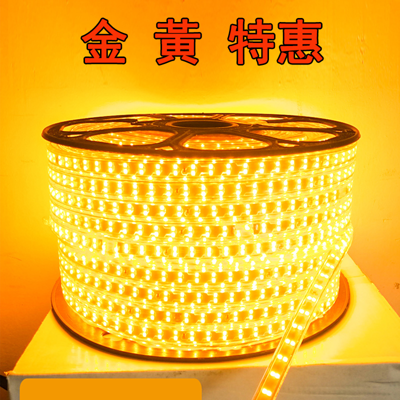 led灯带220v酒店ktv楼顶外墙戶外广告牌公园亮化工程2835暖光金黄