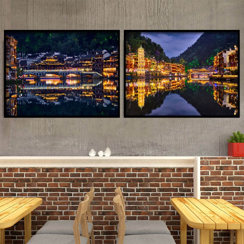 湘菜馆装饰画湖南餐馆农家乐餐厅餐饮挂画火锅店饭店城市风景壁画