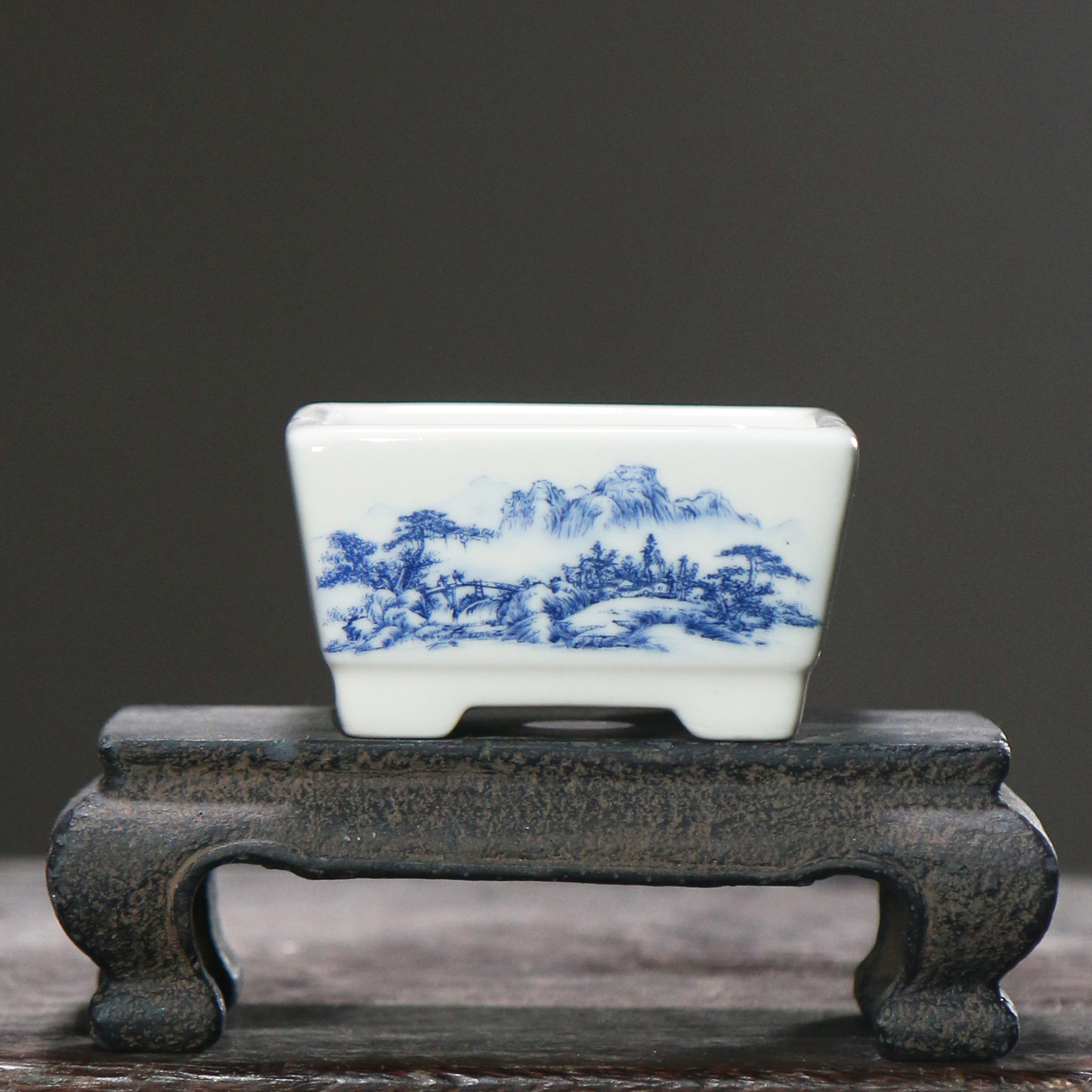 紫砂花盆陶瓷盆景盆微型四方正方形盆栽微盆掌上盆觅陶乡张治诚