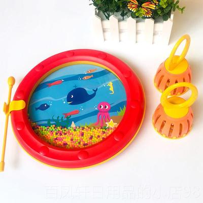 高档红色尔海鼓婴幼儿沙锤铃铛浪儿童金宝笼贝早教具音乐奥夫打击