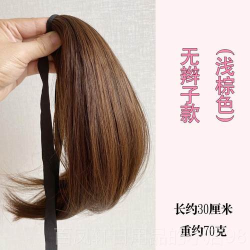 高档超短马尾假发女 绑带假款短款直发马 网辫红微卷自然子仿真假