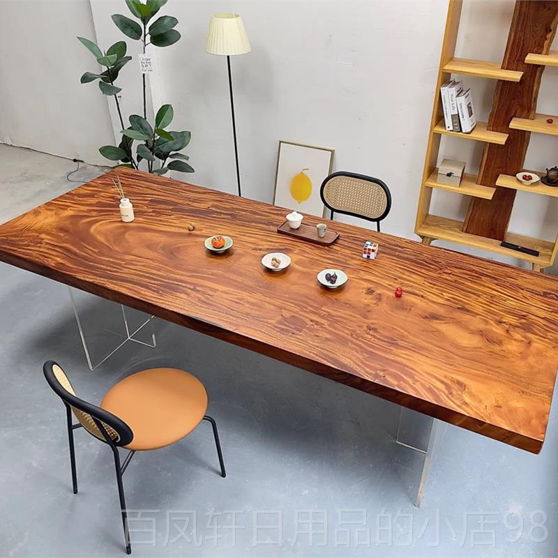 高档胡桃木功板茶桌奥坎实木原木桌南美大办茶公桌板夫茶台简约新图片