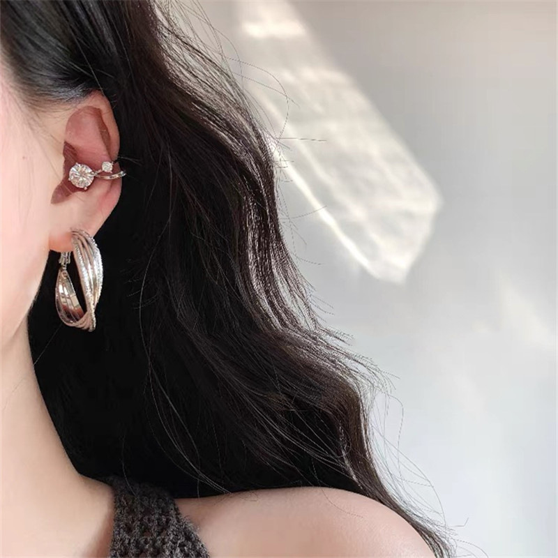 晚睡的桔梗「极光」复古多层磨砂耳圈耳环大气轻奢日韩风圆圈耳饰