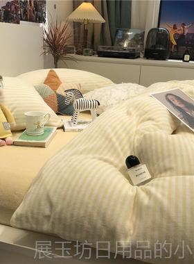 正品is冬季加厚5牛绒奶绒混搭灰色床上四件n套珊瑚1.m1.8米法兰绒