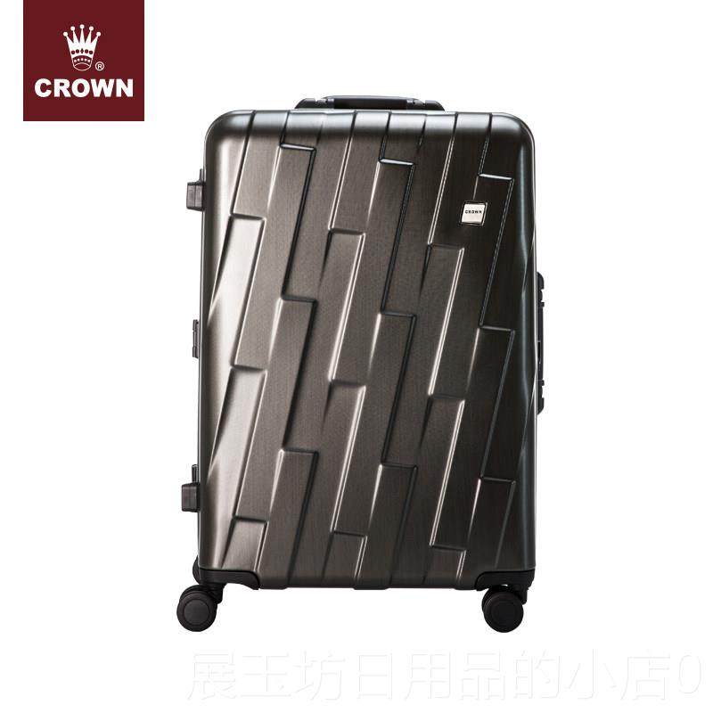 正品万CROWN皇冠铝框行李箱立体斜纹窄箱行八轮向轮拉旅杆箱5186