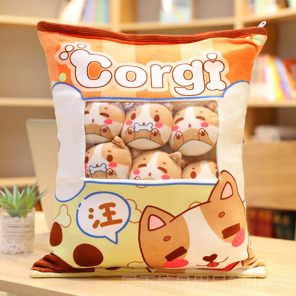 正品ins网一大袋零食公仔小可猫咪爱玩偶女生红睡觉抱枕压床娃娃