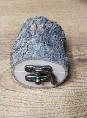 正品森系原木个带树皮意小盒原生态性创首饰盒可定制子刻字礼品收